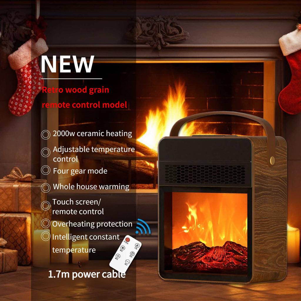 Graphene Fireplace Heating Machine Portable Household Electric Heater Simulated Flame Warm Air Blower