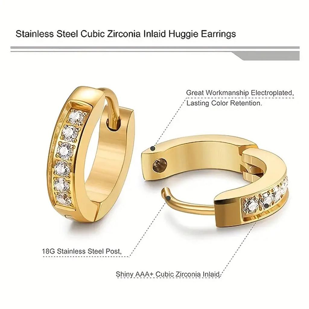Men's and Women's Diamond and White Stone Fashion Earrings