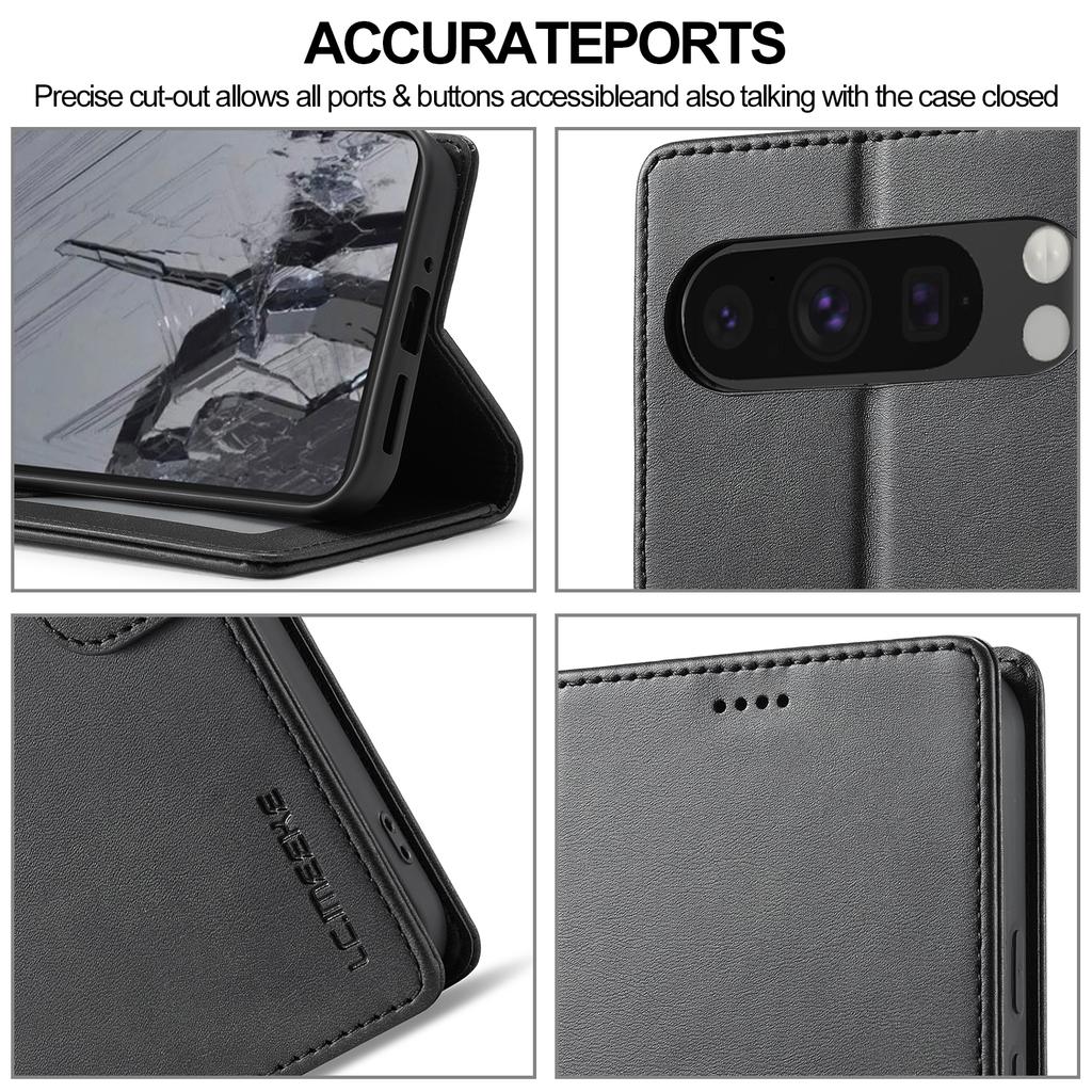 LC.IMEEKE For Google Pixel 10 Pro XL Case Calf Texture PU Leather Stand Wallet Phone Cover