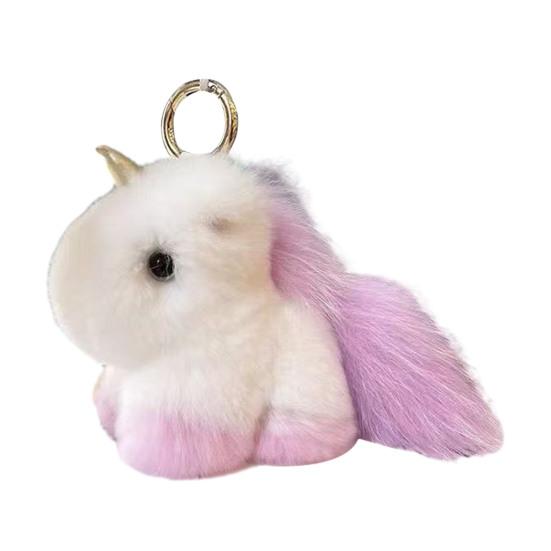 Keychain Pendant Imitation Mink Fur Horse Charm Soft Fabric Keyring Pendant Backpacks Handbags Accessories