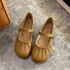 Autumn and Winter Lady Shoes Spring Rustic Pleated Soft Bottom Moe Big Head Commuting Women's Shoes