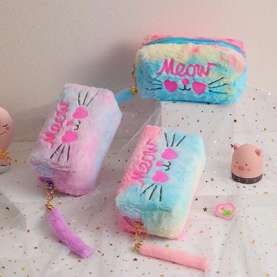 Large Capacity Kawaii Pencil Plush Case Cosmetic Bag Cute Canvas Pen Pouch Organizer Korean for Girl School Office Supplies