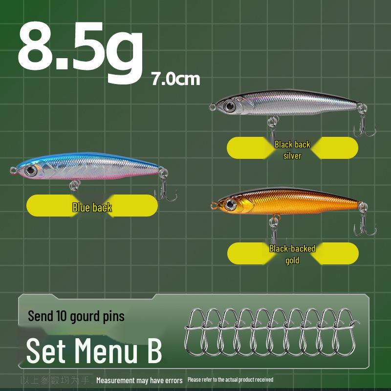 Small Silver Fish Pencil Twitching Long Cast Slow-Sinking Freshwater & Sea Fishing Lure for Mackerel & Asp