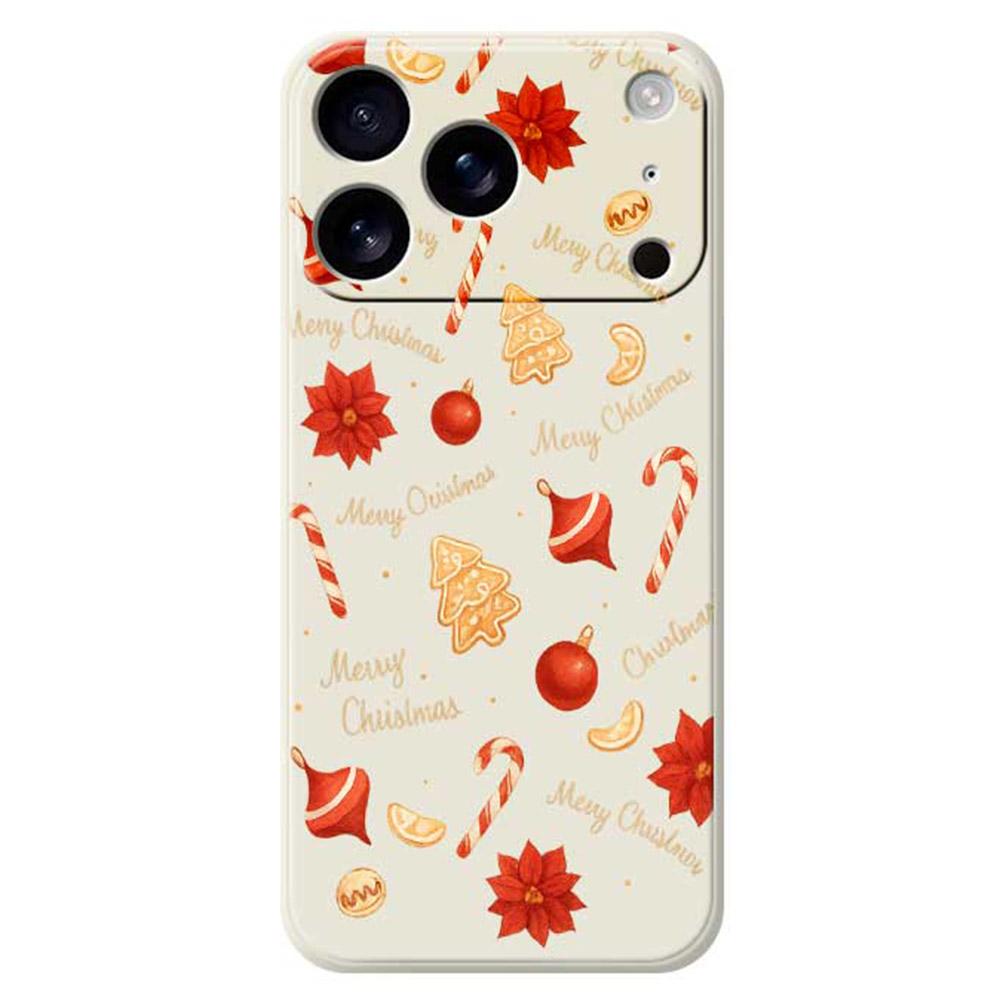 For iPhone 17 Pro Max Case Christmas Big Candy Pattern Printing Straight Edge TPU Phone Back Cover