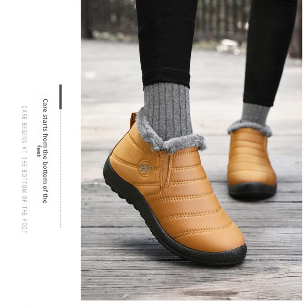 Cotton Shoes for Couples, Oversized Women's Shoes, Resistant Snow Boots with Thick Fleece, Short Boots for Warmth, Soft Sole, Low Cut Cotton Boots