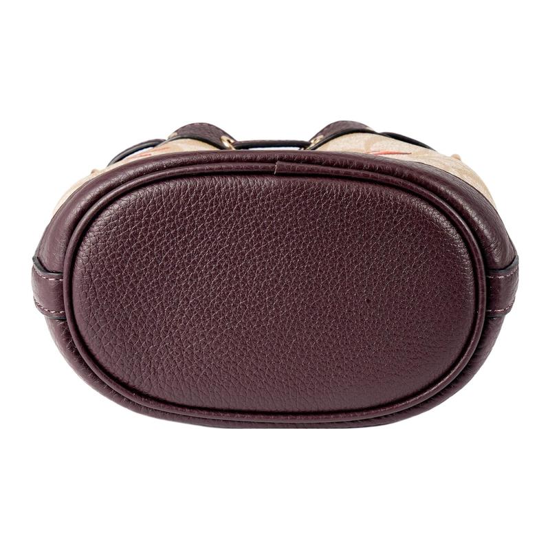Coach Shoulder Bag Bucket 16 Letter Logo Nameplate Heart Print Drawstring Classic Jacquard Leather Bucket Handbag Small Women's Beige and Dark Brown