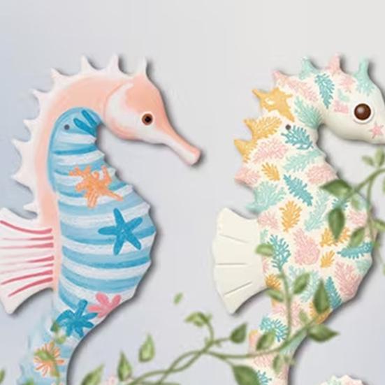 Yousheng 3Pcs Seahorse Wall Decoration Lightweight Flat Wall Art Ocean Style Wall Hanging for Living Room Kids Room Bathroom