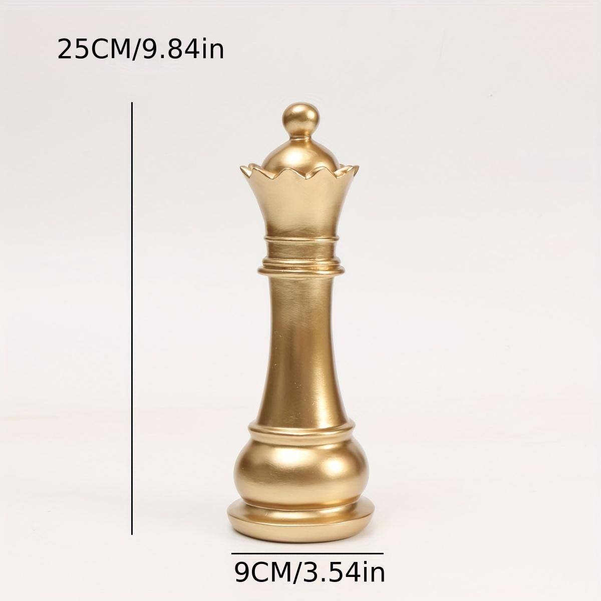 

1pc International Chess Sculpture Decoration, Resin Chess Statue, Gold Chess Pieces Window Display Ornament, Creative Home Decor