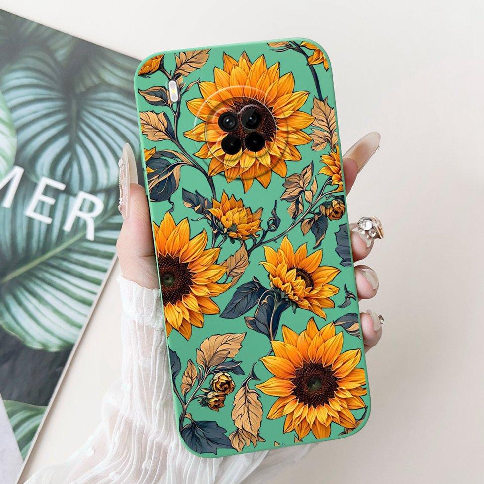 For Huawei Y9a Case Fashion Cute Cartoon Luxury Flowers Silicone Back Cover For Huawei Y9a Phone Case Shockproof Bumper FRL-L22
