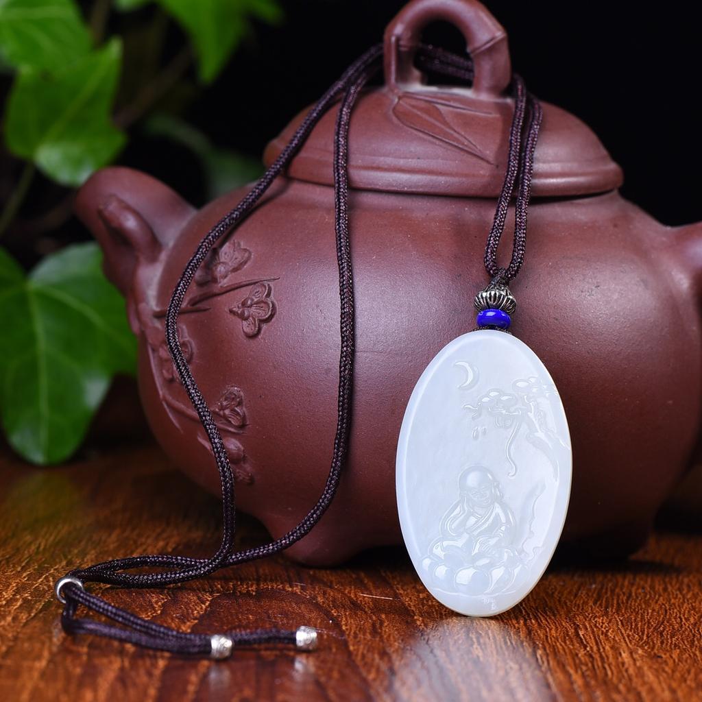 Natural Hotan Jade Child Buddha Jade pendant Jade pendant Jade necklace Pendant with certificate