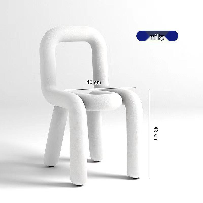 Creative Designer Vanity Chair with Backrest for Bedroom, Bold and Irregular Shape Leisure Stool
