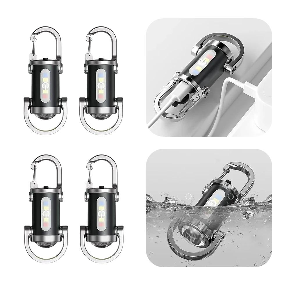 1-5PCS COB LED Keychain Flashlight Multifunctional Pocket Flashlight Ultralight Camping Flashlight for Outdoor Emergency