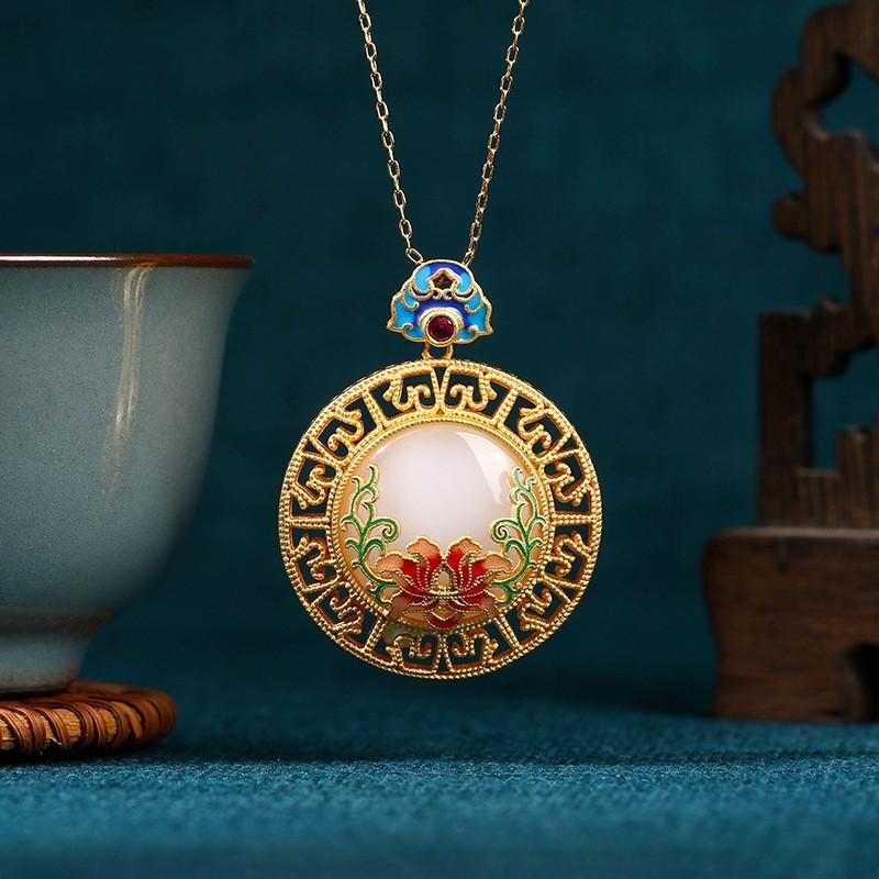Meier New chinoiserie chinese style enamel imitation jade necklace summer women's classy hot style