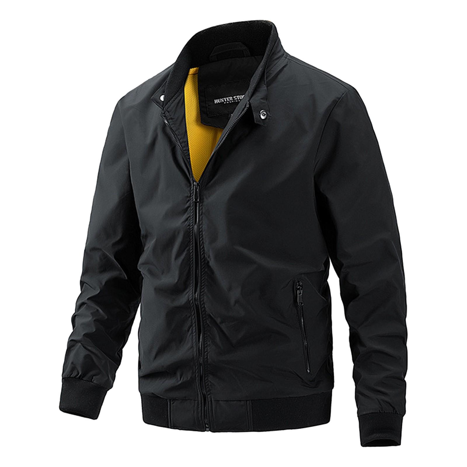 

Нове одноколірне чоловіче одноколірне пальто з бавовняною кліпсою Trend, куртка зі стійкою коміром XXXL чорний