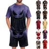 Men's Halloween Casual Pajama Set Short Sleeve Top with Crew Neck and Matching Shorts with Elastic Waistband Comfortable Fit
