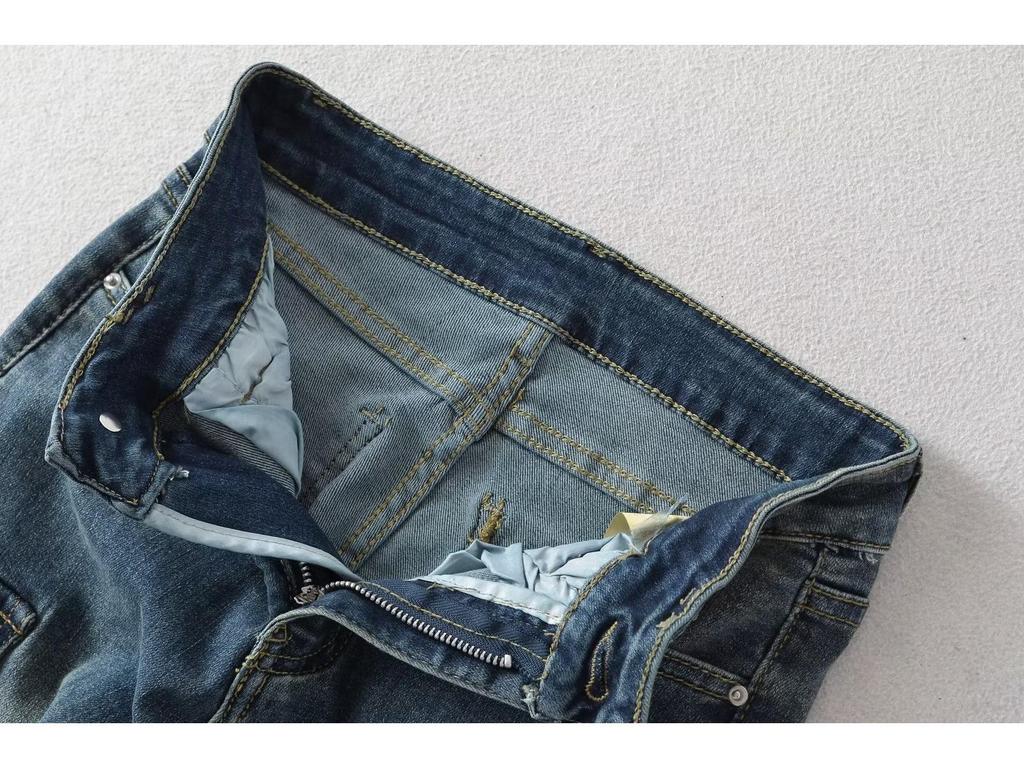 European & American Style High-Waisted Stretchy Flare Jeans with Pockets - Slim Fit, Long Micro-Flare Pants for Workwear
