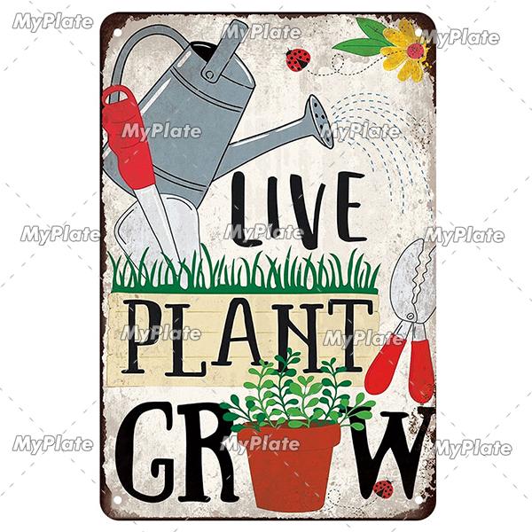 [MyPlate] Vintage Garden Retro Poster Plant Flowers Metal Sign Plate Tin Sign Wall Crafts Decor For Home Plaque Decoration Gift