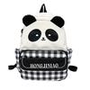 New plaid versatile casual girl backpack cute cartoon panda schoolbag female primary school junior high school student backpack