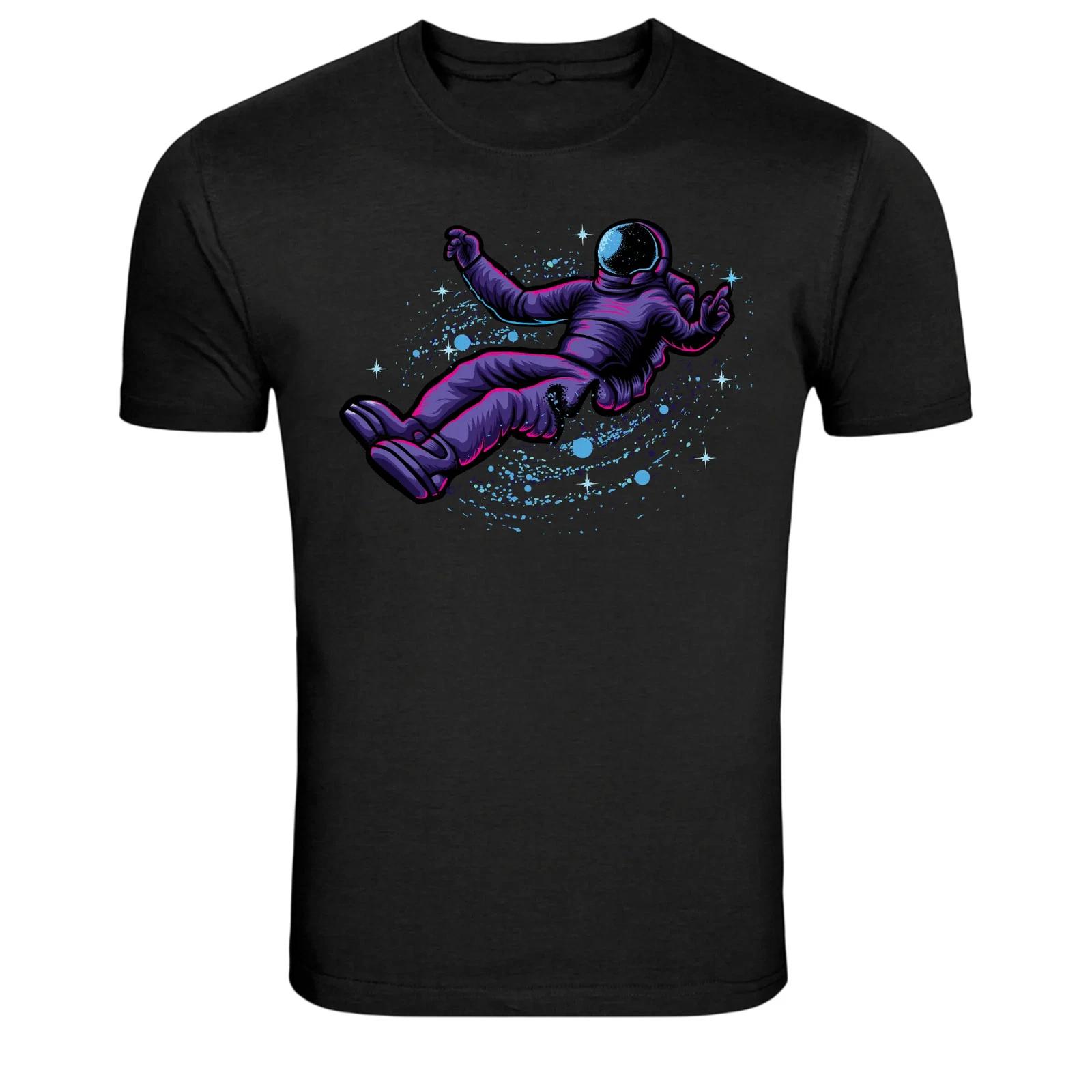 Drifting Astronaut In Cosmic Nebula Graphic T-Shirt L