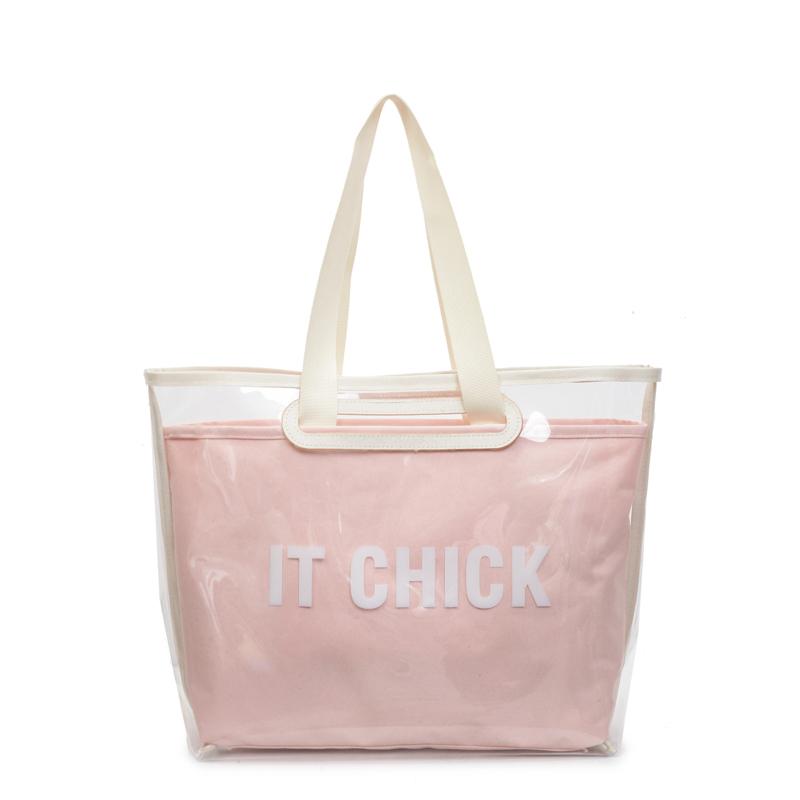 New Waterproof Ladies Pvc Beach Bag, Large Capacity Multi-functional Canvas Ladies Tote Bag, Suitable For Travelling, Commuting