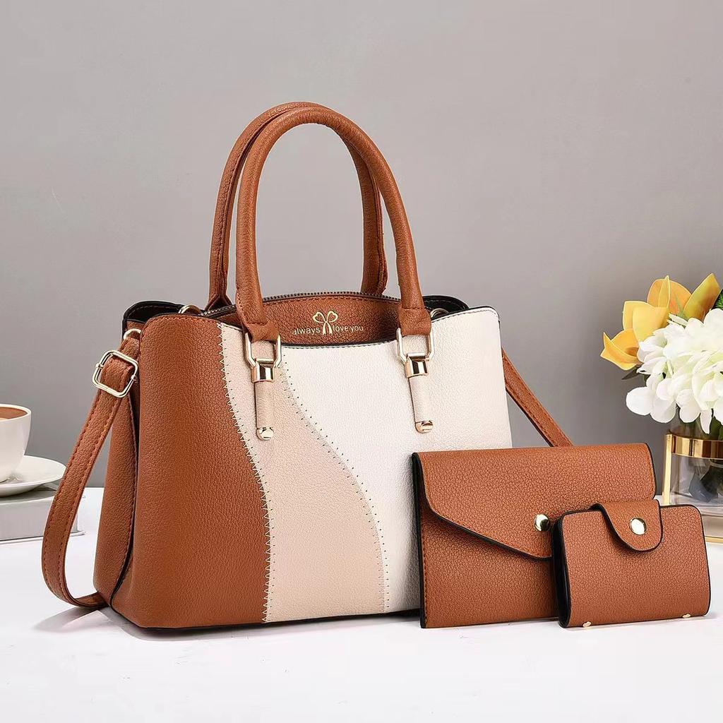Women's Bag Three Sets of New Color Contrast Handbag Large Capacity Mother Fashion Women's Bag Foreign Crossbody Bag Women's Shoulder Bag