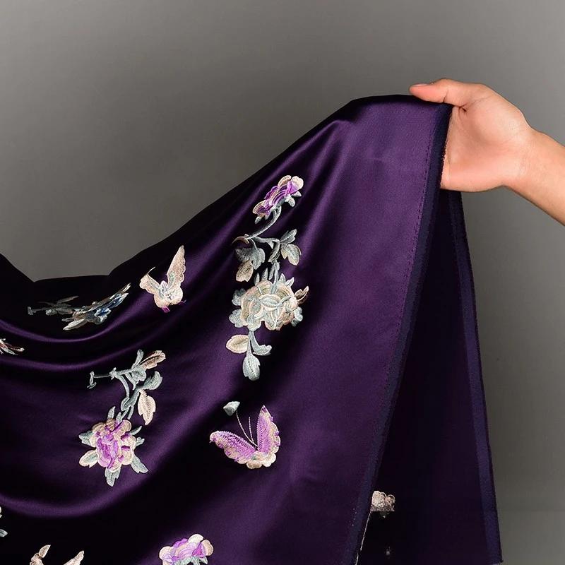 Embroidery Acetic Acid Silk Fabric Jacquard Cheongsam Dress Clothing Designer Wholesale Cloth Diy Sewina By Half Meters Material