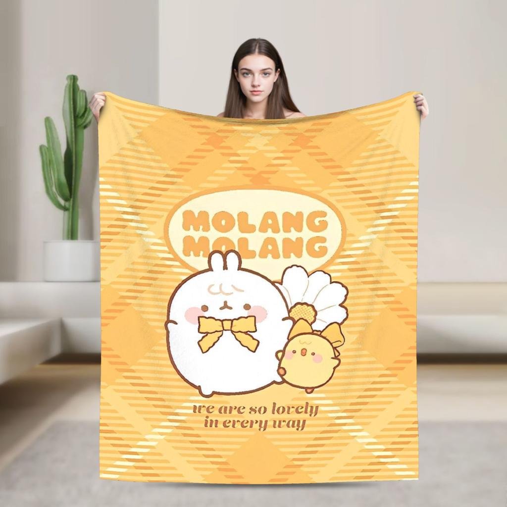 M-Molangs with Piupiu  Blanket Quality Warm Soft  Throw Blanket Autumn Travel Bedroom Pattern Bedspread