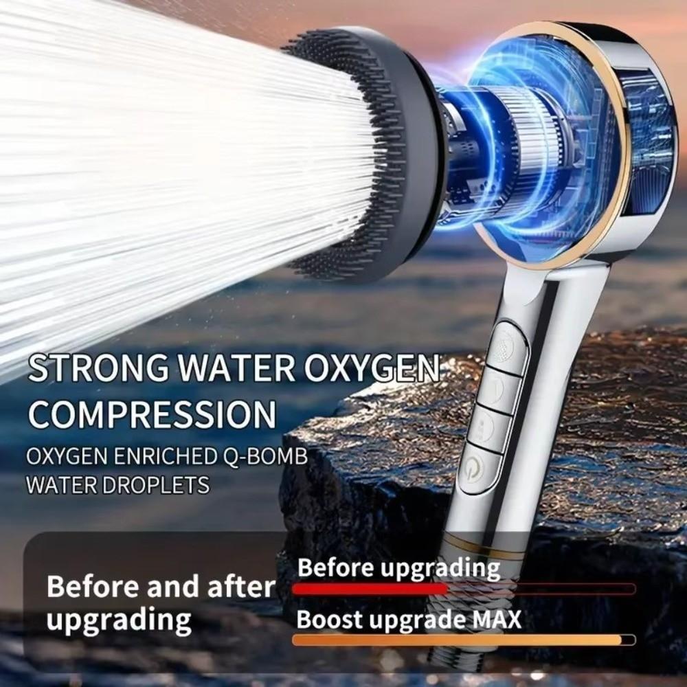 With Filter Shower Head One-Key Stop Water Massage Shower Head Rainfall  Bathroom Accessories