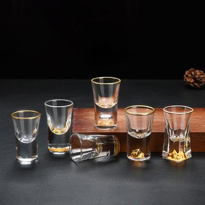 Luxury Crystal Glass Vodka Glass Sake Shochu Glass Bar Liqueur Gold Foil Glass Tea Cup High-end Gifts Hard Liquor Cups