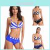 Premium Quality 2 Pcs Summer Ladies Push Up Swimwear Stripe Bikini Set For Women
