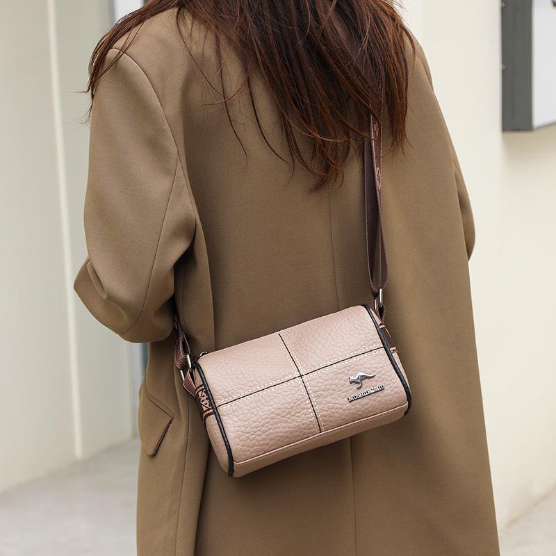 Leather Women's Bags New Trendy Fashion Splicing Shoulder Messenger Bag First Layer Cowhide Pillow Bag
