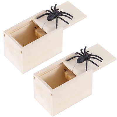 Rubber Spider Prank Box Handmade Wooden Pop-Out Scare Surprise Boxes