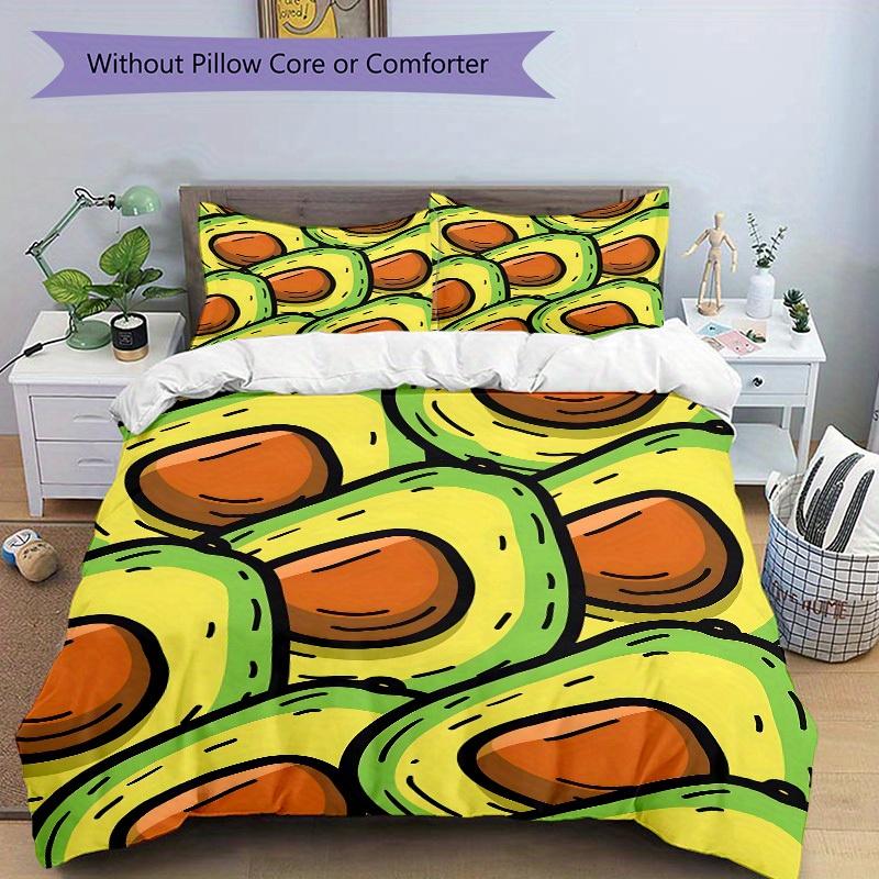 3pcs Avocado Print Bedding Set, Breathable and Soft, Suitable for All Seasons, Ideal for Home Use, Suitable for Bedroom Decor 21173