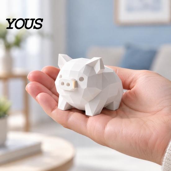 Minimalist Animal Decor 3D Printed Geometric Piglet Figurine, Modern Statue, Pig Sculpture, Matte Sculpture Compact Ornament for Home Office