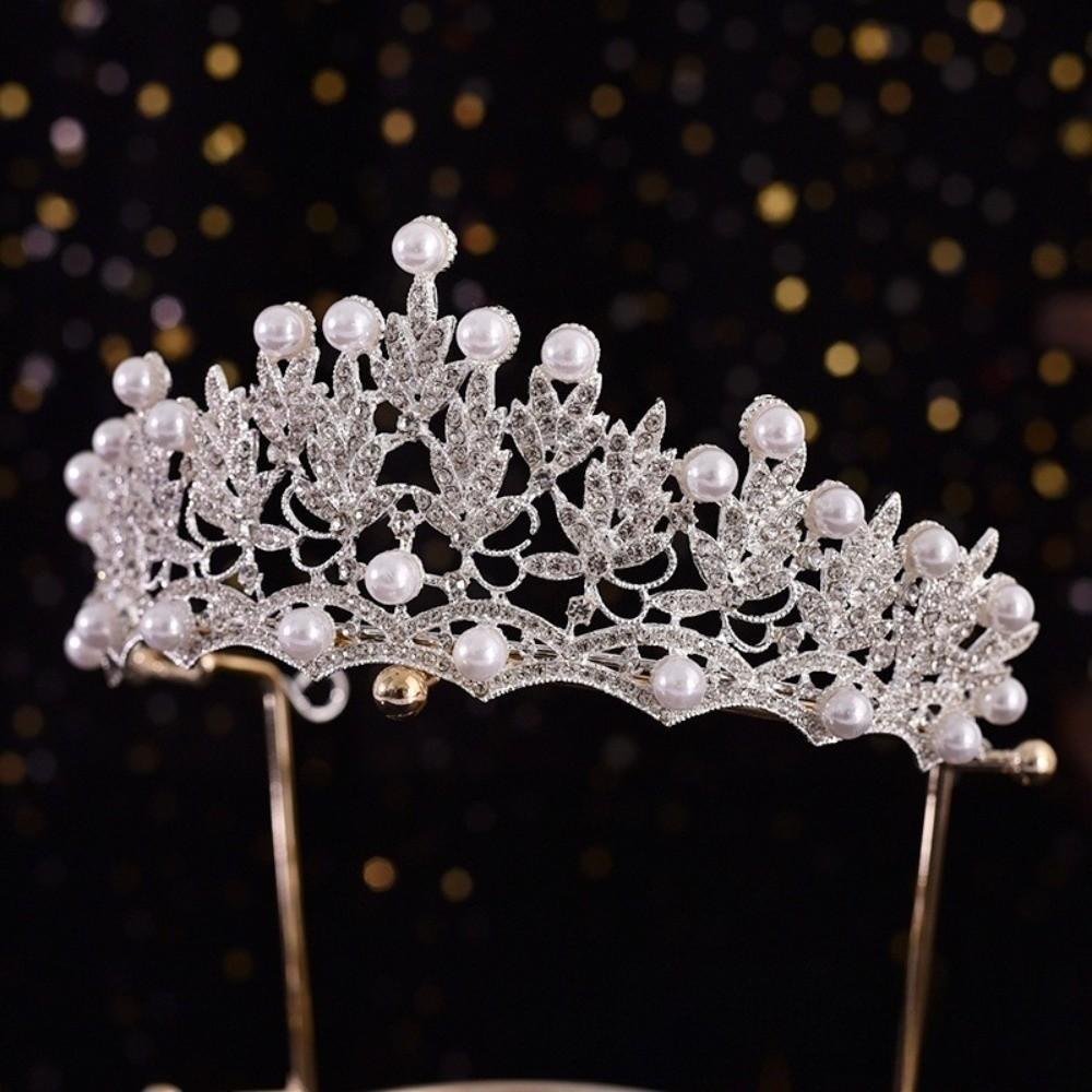 Gold Rhinestone Tiara Fairy Pearl Tiaras Vintage Bride Crown  Prom