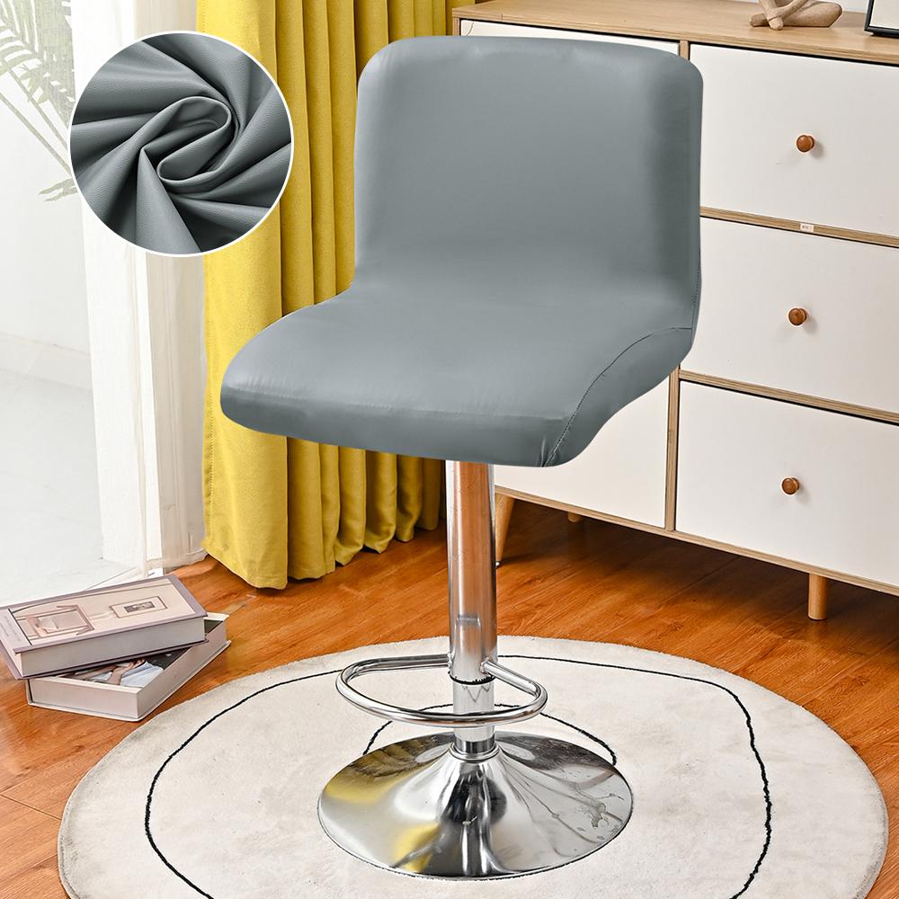 

Pu Leather Bar Stool Chair Cover Waterproof Stretch Short Back Chair Cover for Dining Room Chair Protector For Banquet Hotel Bar 1PCS