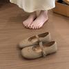 Mary Jane Shoes Women's Spring and Summer French Small Leather Shoes Soft-soled Flat-soled Grandma Shoes Ladyshoes Evening Breeze Gentle with Skirt Si
