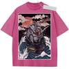 Summer Mens Black Washed T  Shirt Mobile Suit Gundam Japanese Wave Style RX High  Quality Fabric for Casual