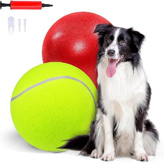 Juome Herding Ball for Dogs, 10" Dog Herding Balls with Soccer Cloth Cover Hand Pump, Interactive Dog Toys for Small & Medium Dogs