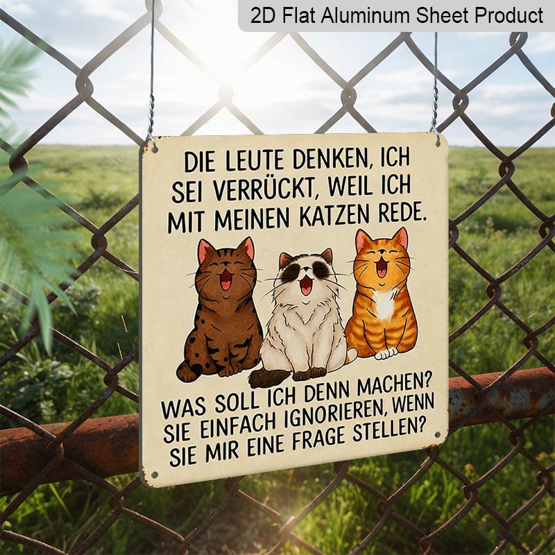 2D Flat, 1pc Funny Cat Lady Wall Sign "I Talk To My Cats" - Vintage Metal Plaque with Retro Tin Sign Style, Outdoor/ Decoration Suitable for Living