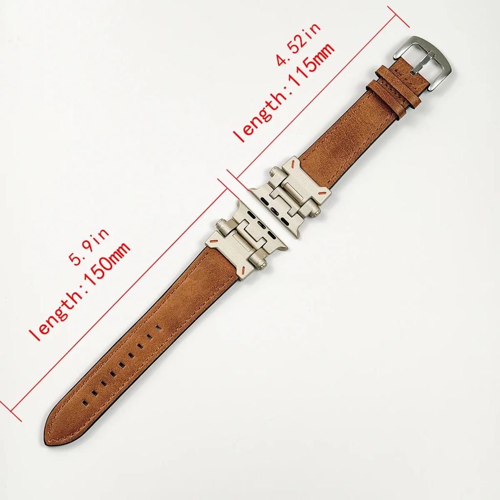 Luxury Leather Band for Apple Watch Ultra 2 49mm Men Watchband Strap Correa Bracelet for IWatch 10 46mm 9 7 8 6 5 4 Se 45mm 44mm