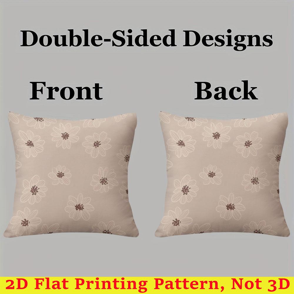 Beige Floral Square Jacquard Pillow Cover for Sofa Office Waist Cushion Cover Home Decorative Pillowcase