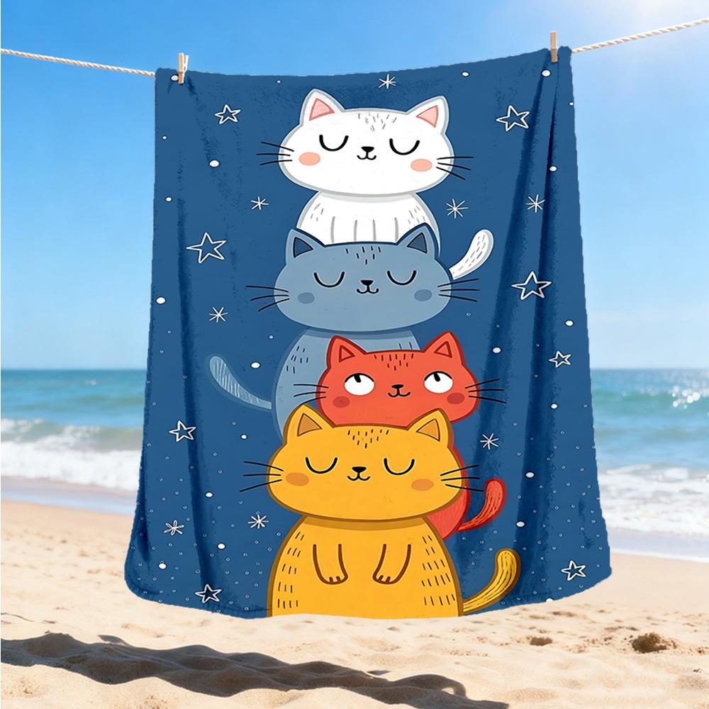 1pc Cats StackOutdoor Blanket, Soft And Comfortable Blanket, Casual Warm Outdoor Blanket, Good Birthday Gift Yy260328052