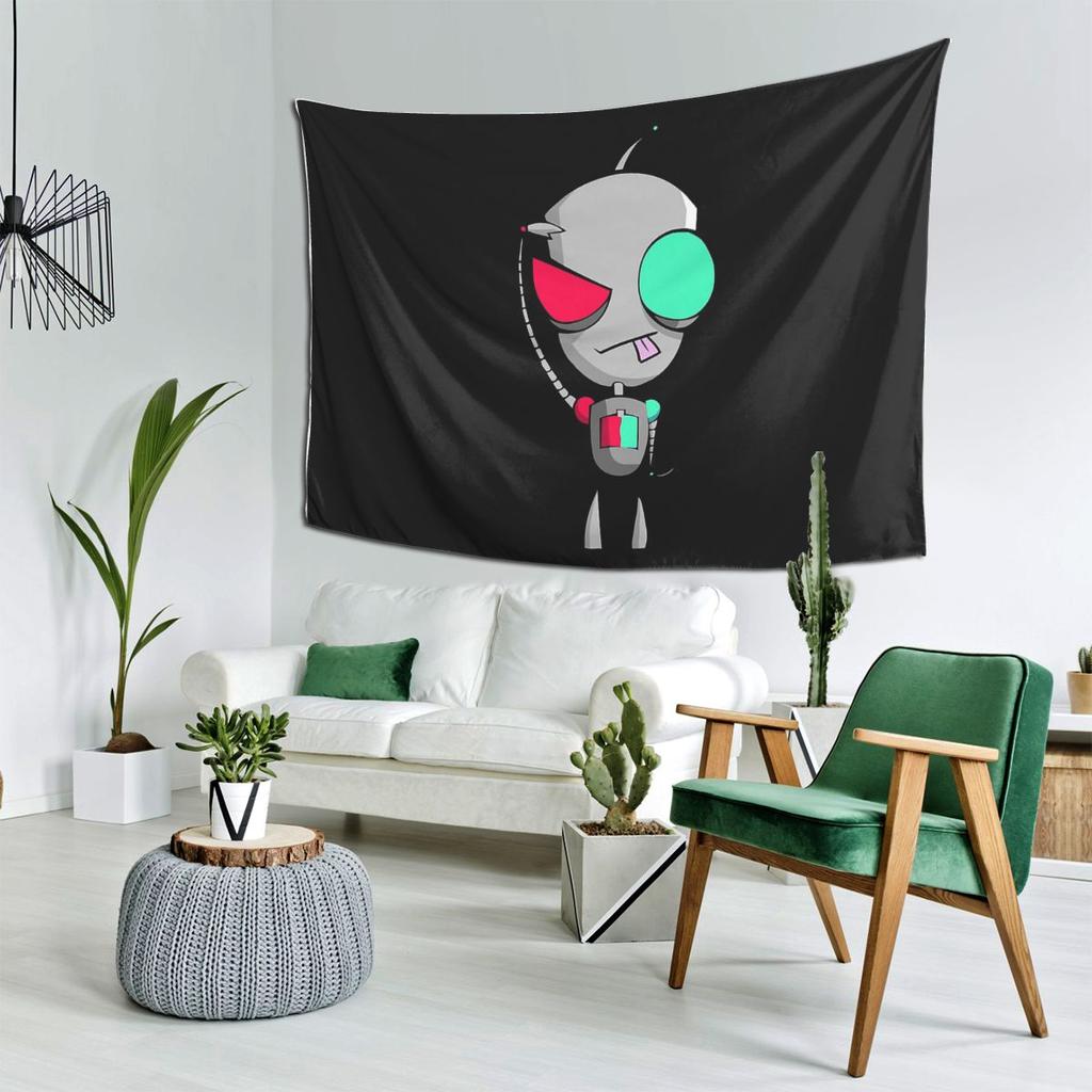 Gir Invader Zim Tapestry Decoration Art Aesthetic Tapestries for Living Room Bedroom Home Wall Cloth Wall Hanging