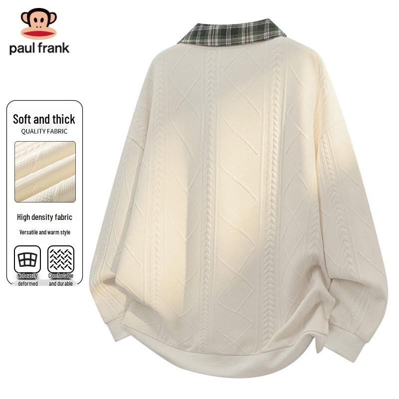 Paul Frank Men's Casual Fake Two-Piece Polo Long Sleeve Sweatshirt