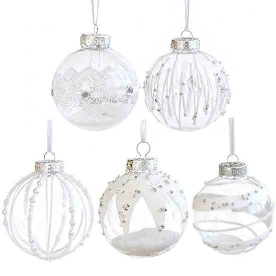 Christmas Ball Ornament Faux Pearls Tree Decoration Festive Hanging Baubles with Rope Home Store Decor
