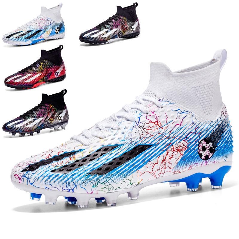 Scarpe da Calcio High-Top Giovanili da Uomo per Competizione e Allenamento con Tacchetti Lunghi TF per Erba Sintetica.