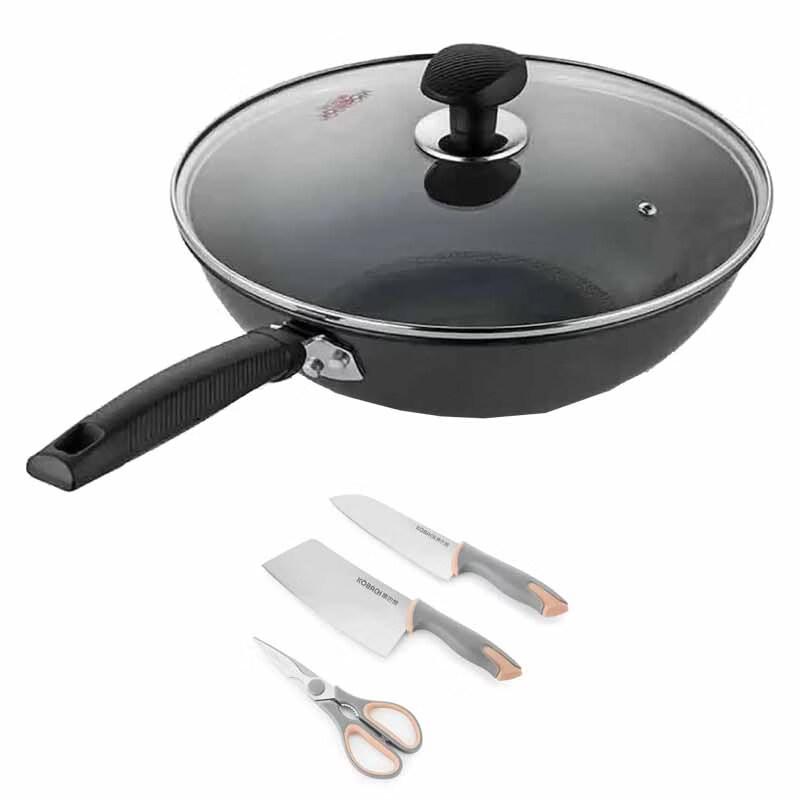 Kangbach Stainless Steel Wok & Knife Set