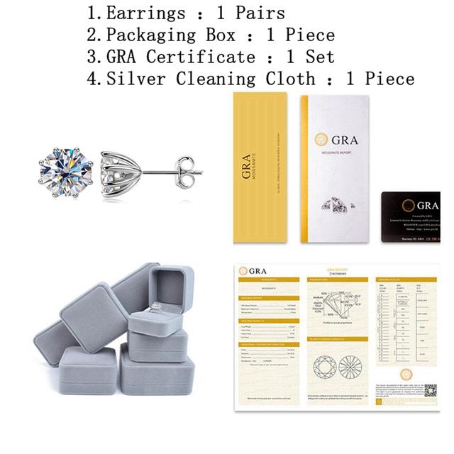 Luxury 925 Sterling Silver Women Earrings 2 .0ct D Color Moissanite Stud Earrings For Women Bride Sparkling Wedding Jewelry Gift