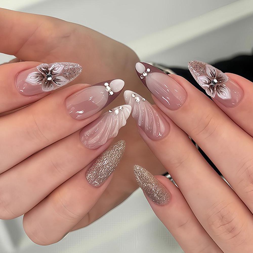 Almond Shape 3D Petal Resin Nail Art Stickers - Advanced Wearable Whitening Nails